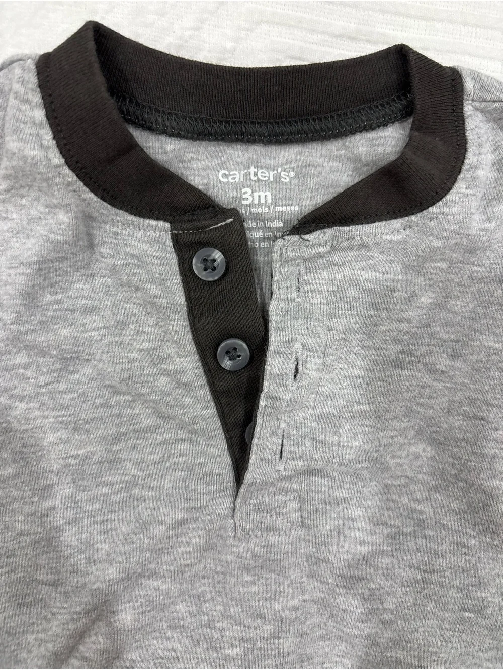 Carter's Gray and Black Short-Sleeve Henley One-Piece